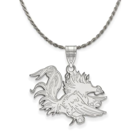 Sterling Silver South Carolina Large Logo Necklace - 22 Inch